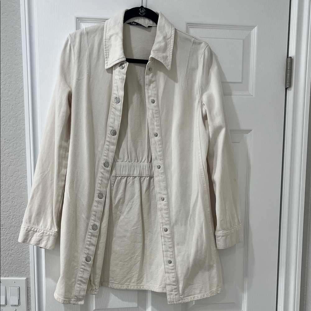 Zara Cream Denim Mini Dress